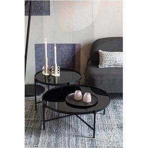 White Label Living - Salontafel - Zwart - Hout - Metalen Onderstel