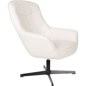 White Label Living - Yuki - Loungestoel - Off White - Gepoederd Staal