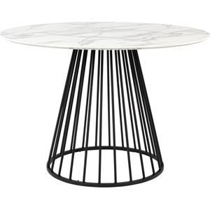 Feliz Lifestyle Floris Eettafel Marmerlook Rond 110 cm Zwart/ Wit
