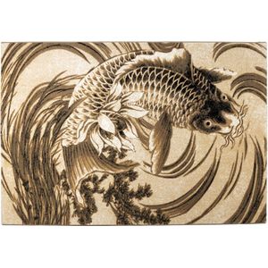 Bold Monkey Legend Of Koi Karper Vloerkleed 160x230 Beige|Zwart Grijs