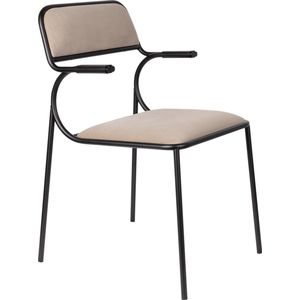 Zuiver Alba Eetkamerstoelen met armleuning Zwart|Beige - Set van 2