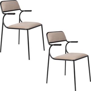 Zuiver Alba Eetkamerstoelen - Zwart/Beige - Set van 2 - Fluwelen Zitting