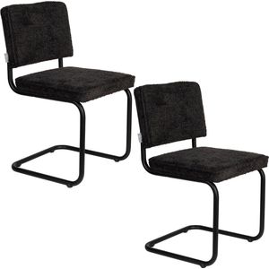 Zuiver Ridge Soft Eetkamerstoelen Zwart - Set van 2