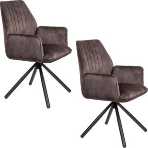 Housecraft Living Jamie Eetkamerstoelen met armleuning Wood/ Bruin - Set van 2