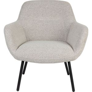 Housecraft Living Dude Loungestoel/ Fauteuil Bouclé stof Beige/ Wit