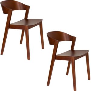 Housecraft Living Wooz eetkamerstoel Eikenhout Walnoot bruin - Set van 2