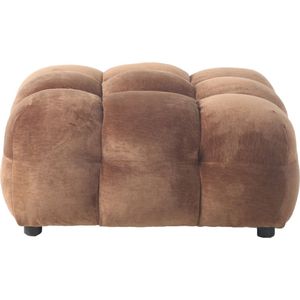 Dutchbone Hackman Hocker Velours Cognac Bruin