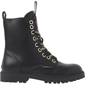 Vingino Eva High Veterboots - Laarzen Met Veters - Meisjes - Zwart - Maat 28