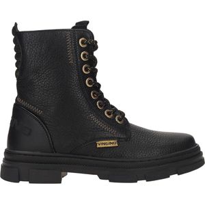 Vingino Jennifer Veterboots - Laarzen Met Veters - Meisjes - Zwart - Maat 34