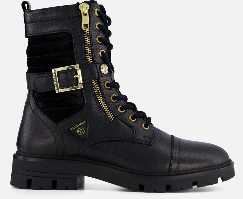 Vingino - Britt - Veterboots - Zwart - Synthetisch