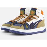 Vingino Max Mid Leren Sneakers Blauw/Beige