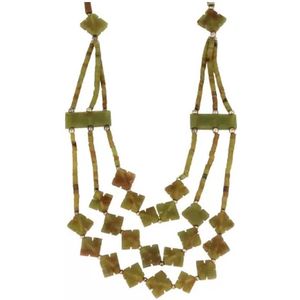 Jade bohemian ketting 3-streng klaver licht