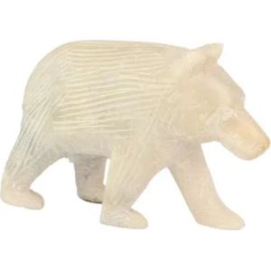 Speksteen beer lopend wit 9 cm