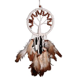 Dromenvanger - Tree of life bruine kralen 9cm - Dreamcatcher
