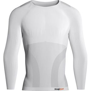 Knap'man Pro Performance Baselayer Shirt voor Heren | Baselayer Compressieshirt | Lange mouwen | Wit | Maat S