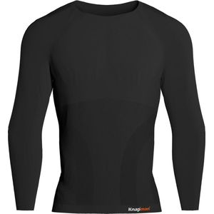 Knap'man Pro Performance Baselayer Shirt voor Heren | Baselayer Compressieshirt | Lange mouwen | Zwart | Maat XXL