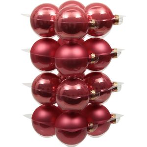 Othmar Decorations Kerstballen - 16x st - bubblegum roze - D8 cm - glas - mat/glans - kerstversiering