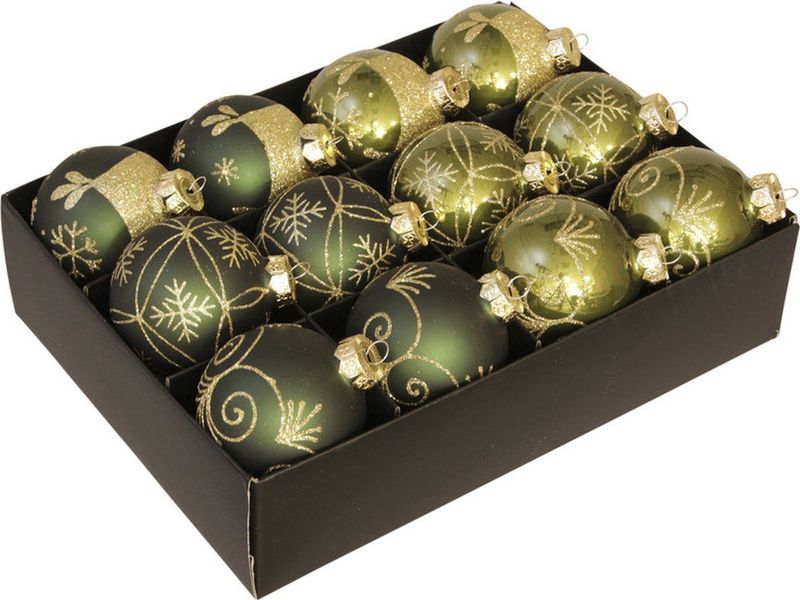 Glazen kerstbal - zeer luxe en decoratief - 24 stuks