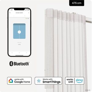 MotionBlinds Upgrade Kit - Slimme Gordijnen - Automatische Gordijnen - Elektrische Gordijnrails - 475cm - Wit
