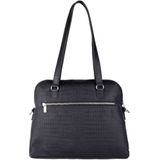 Cowboysbag Grote Schoudertas / Crossbodytas Dames - Leer - Krokodillenprint - Winwick - Zwart Croco