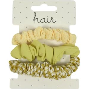 Scrunchie Haarelastiek Ruit Effen Geel