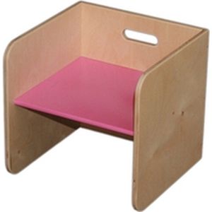 Van Dijk Toys houten kubusstoel / kinderstoel Roze - 32x32x32cm vanaf 1 jaar (Kinderopvan kwaliteit)