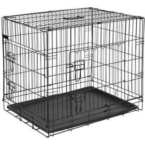 Draadkooi zwart plastic basis 122x74,5x80,5 cm met bijpassend vetbed