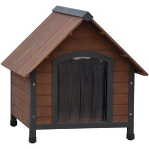 @Pet Hundehütte mit Lamellentür Rustique Braun 76x76x72 cm