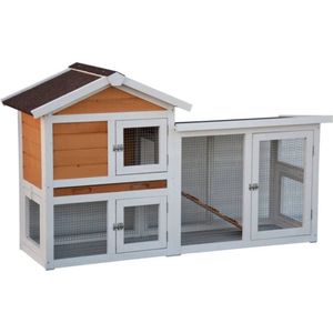@Pet Kaninchenstall Queensland Weiß und Braun 147x53x85 cm