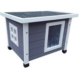 @Pet Outdoor Katzenhaus 57x45x43 cm Holz Grau und Weiß