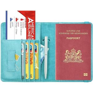 Luxe style RFID Paspoort hoesje Anti Skim  Paspoorthouder Turquoise Paspoort Hoesjes