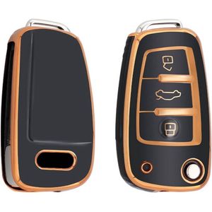 Autosleutel hoesje - TPU Sleutelhoesje - Sleutelcover - Autosleutelhoes - Geschikt voor Audi - goud - C3 - Audi A1, Audi A2, Audi A3, Audi A4, Audi A5, Audi A6, Audi A7, Audi A8, Audi S1, Audi S3, Audi S4, Audi S5, Audi S6, Audi S7, Audi S8, Audi RS
