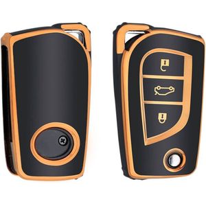 Autosleutel hoesje - TPU Sleutelhoesje - Sleutelcover - Autosleutelhoes - Geschikt voor Toyota - goud - C3 - Toyota C-HR, Toyota Corolla, Toyota Rav, Toyota Rav4, Toyota Yaris, Toyota Aygo, Toyota Camry, Toyota Land Cruiser, Toyota Proace, Toyota Pr