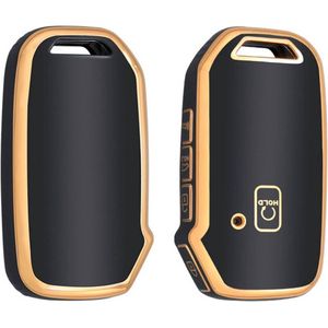 Autosleutel hoesje - TPU Sleutelhoesje - Sleutelcover - Autosleutelhoes - Geschikt voor Kia - goud - D5 - Kia Ceed, Kia E-Soul, Kia Xceed, Kia Proceed, Kia Niro, Kia Sportage, Kia Sorento, Kia EV6, Kia EV9 - Auto Sleutel Accessoires gadgets - Kado