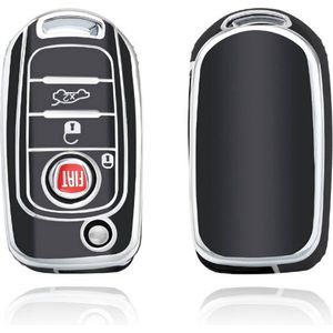 Autosleutel hoesje - TPU Sleutelhoesje - Sleutelcover - Autosleutelhoes - Geschikt voor Fiat - zwart - B3 - Fiat 500, Fiat 500L, Fiat 500X, Fiat 500, Fiat Tipo, Fiat Punto, Fiat Egea, Fiat Doblo, Fiat Scudo, Fiat Ducato, Fiat Panda, Abarth - Auto S