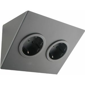 Caressi Hoekstopcontact - Wandcontactdoos Zwart - 2 Stekkers met Randaarde