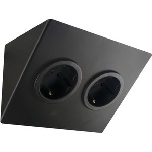 Caressi - Contactdoos - Zwart - Aluminium - 2 Stopcontacten