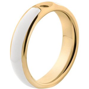 Melano Twisted Tracy resin ring - dames - goldplated + white resin - 5mm - Maat 15.50
