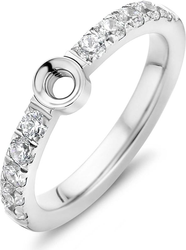 Melano - Twisted Ring - Zilver - 10 Zirconia Steentjes