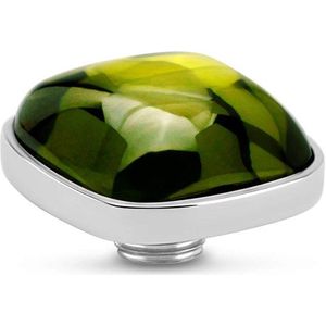 Melano Vivid Bulb Square Steentje Olive Zilver
