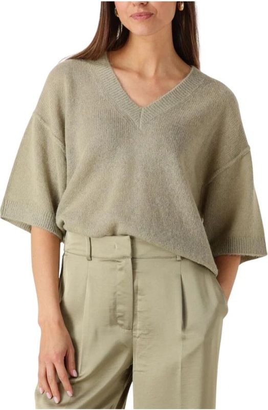 Dante 6 - Talya - Gebreide Trui - Groen - V-hals - Halflange Mouwen