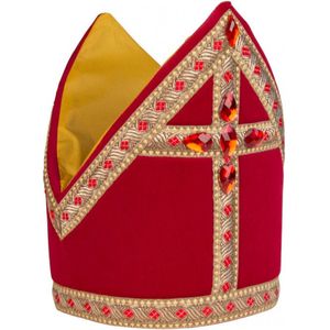 Witbaard Kokermijter Sint 61 Cm Polyester/fluweel Rood/goud
