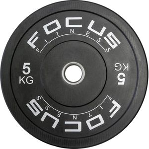 Olympische halterschijf 50 mm - Focus Fitness Bumper plate - 5 kg - Zwart