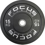Olympische halterschijf 50 mm - Focus Fitness Bumper plate - 15 kg - Zwart