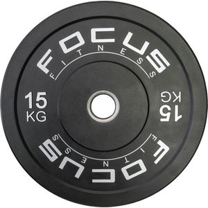 Olympische halterschijf 50 mm - Focus Fitness Bumper plate - 15 kg - Zwart