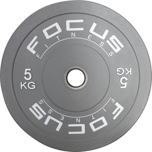 Olympische halterschijf 50 mm - Focus Fitness Bumper plate - 5 kg - Grijs