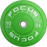 Olympische Halterschijf 50 Mm - Focus Fitness Bumper Plate - 10 Kg - Groen