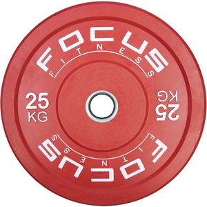 Olympische Halterschijf 50 Mm - Focus Fitness Bumper Plate - 25 Kg - Rood