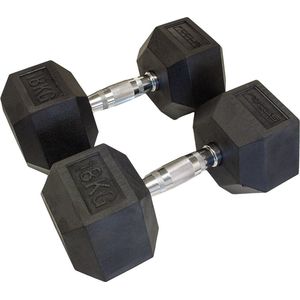 Hexa Dumbbells Focus Fitness - Set 2 x 18 kg - losse gewichten