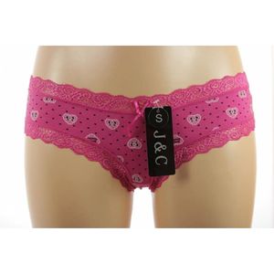 Hipster - Blauw/Roze/Wit/Zwart - Katoen/Elastaan - Met Kant en Hartjes Print